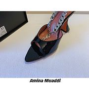 Amina Muaddi Black & Silver Henson Heeled Sandals - 2