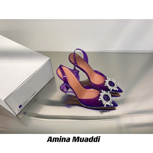 AMINA MUADDI Begum Purple Plexi Jewel Pumps - 1