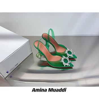 AMINA MUADDI Begum Green Plexi Jewel Pumps