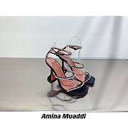 Amina Muaddi GILDA BLACK PATENT & WHITE CRYSTALS - 1