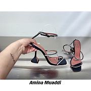 Amina Muaddi GILDA BLACK PATENT & WHITE CRYSTALS - 6