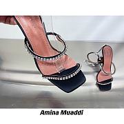 Amina Muaddi GILDA BLACK PATENT & WHITE CRYSTALS - 4