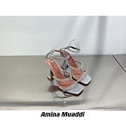 Amina Muaddi Gilda Sandal Dust Blue Patent & Candy Rainbow Crystal - 1