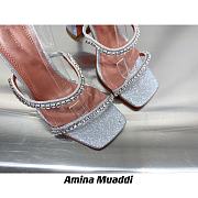 Amina Muaddi Gilda Sandal Dust Blue Patent & Candy Rainbow Crystal - 5