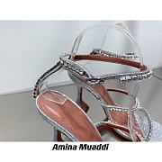 Amina Muaddi Gilda Sandal Dust Blue Patent & Candy Rainbow Crystal - 2