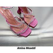 Amina Muaddi Gilda Sandal Ruby Pink Satin & Ruby Crystal - 6