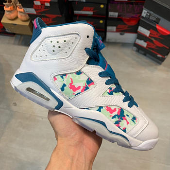 Air Jordan 6 Retro White Laser Fuchsia Green Abyss 543390-153