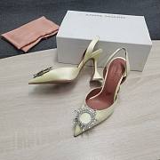 AMINA MUADDI Yellow Powder satin pumps - 4