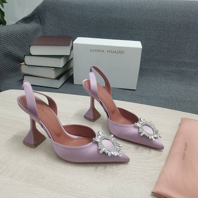 AMINA MUADDI Dust Purple satin pumps - 1