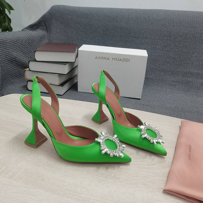 AMINA MUADDI Green satin pumps - 1