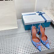 AMINA MUADDI Blue satin pumps crystal bow - 5