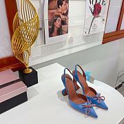 AMINA MUADDI Blue satin pumps crystal bow - 4