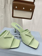 Brushed leather heeled green slides - 4