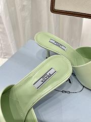 Brushed leather heeled green slides - 3