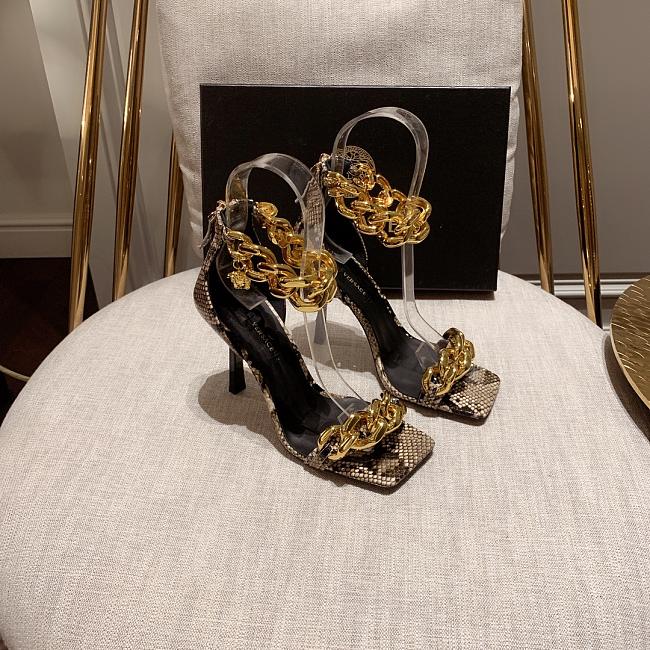 Versace Safety Medusa Leopard Sandal Heels Chain - 1