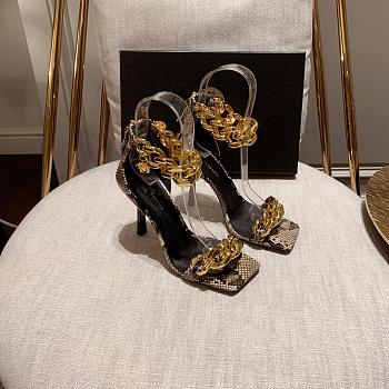 Versace Safety Medusa Leopard Sandal Heels Chain