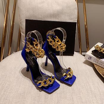 Versace Safety Medusa Blue Sandal Heels Chain