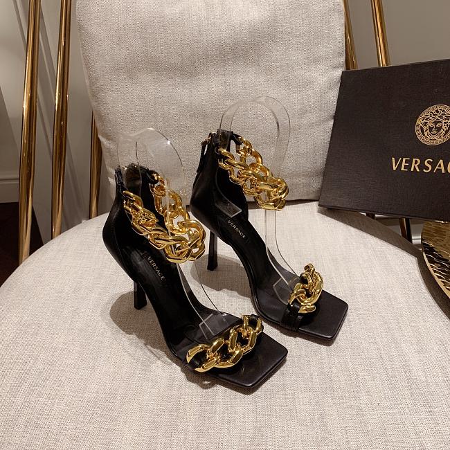 Versace Safety Medusa Black Sandal Heels Chain - 1