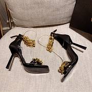 Versace Safety Medusa Black Sandal Heels Chain - 4