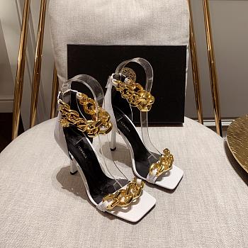 Versace Safety Medusa White Sandal Heels Chain