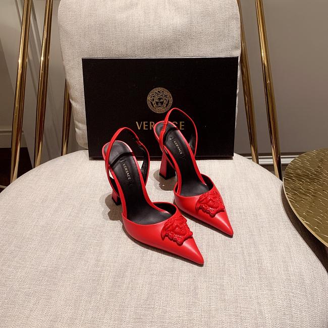 Versace La Medusa Red Slingback Pumps Heels - 1