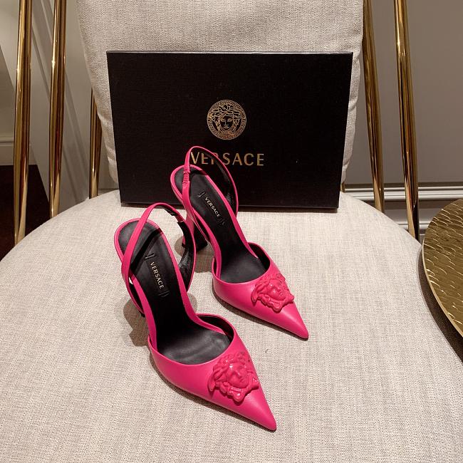 Versace La Medusa Pink Slingback Pumps Heels - 1