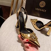 Versace La Medusa Gold Slingback Pumps Heels - 6