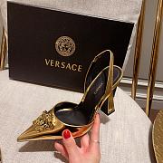 Versace La Medusa Gold Slingback Pumps Heels - 4