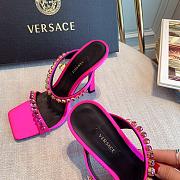 Versace Medusa Rhinestone Mules in Hot Pink - 6