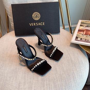 Versace Medusa Rhinestone Mules in Black