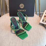 Versace Medusa Rhinestone Mules in Green - 1