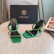 Versace Medusa Rhinestone Mules in Green - 4