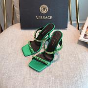 Versace Medusa Rhinestone Mules in Green - 3