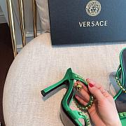 Versace Medusa Rhinestone Mules in Green - 2