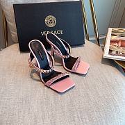 Versace Medusa Rhinestone Mules in Pink - 1