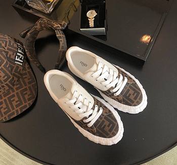 Fendi Force Brown fabric and leather low tops