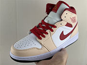 Air Jordan 1 Mid Beige Red (GS) 554725-201 - 5