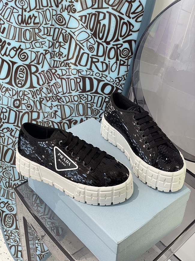 Prada Double Wheel sequin sneakers in Black 1E787M_959_F0002_F_050 - 1