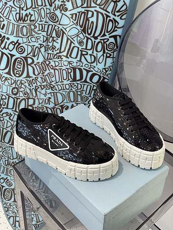 Prada Double Wheel sequin sneakers in Black 1E787M_959_F0002_F_050