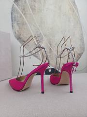 Jimmy Choo Saeda 100 Fuchsia Satin Pink Pumps with Crystal Embellishment - 6