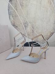 Jimmy Choo Saeda 100 Platinum Ice Dusty Glitter Pumps with Crystal Embellishment - 2