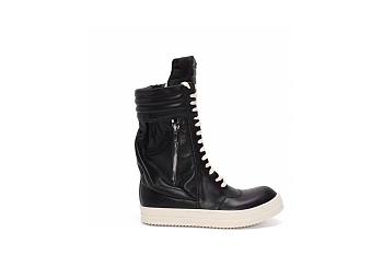 Rick Owens Leather Sneaker Boots in Black