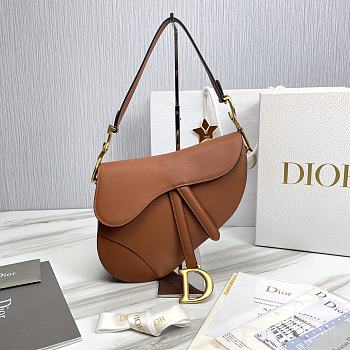 Dior Saddle Grained Leather Cognac - 25.5x20x6.5 cm