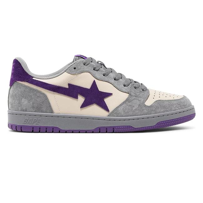 A Bathing Ape Court Sta Mist Grey Royal Purple 001FWG701032X - 1