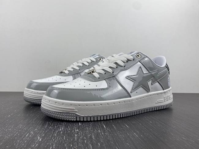 A Bathing Ape Bape Sta Patent Leather White Grey (2023) 1I70-191-022 - 1