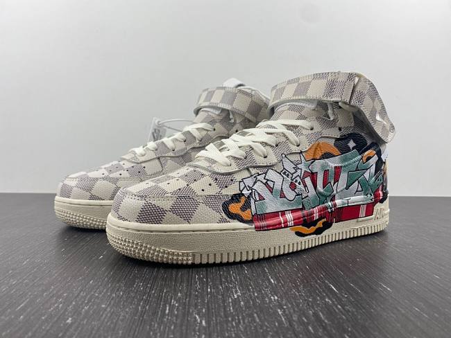 Louis Vuitton Nike Air Force 1 Mid By Virgil Abloh Graffiti  - 1