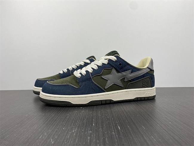 A Bathing Ape Bape SK8 Sta Navy Khaki Grey 1I70-191-003 - 1