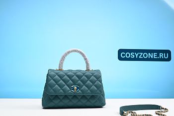 Chanel Coco Handle Caviar Skin 2WAY Handbag with Green Gold Metal IC Chip A2094327