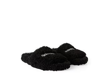 Balenciaga Furry Slide Black White (Women's) 654261W2DO11096