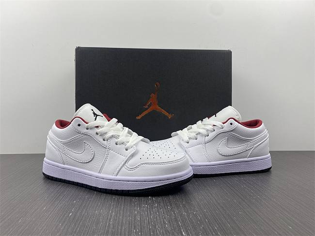 Air Jordan 1 Low White Gym Red Black (GS) 553560-164 - 1